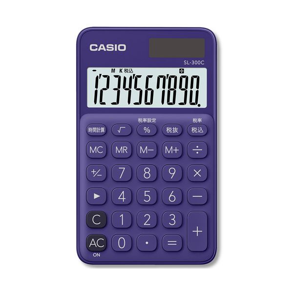 （まとめ）カシオ カラフル電卓 10桁 手帳タイプ パープル SL-300C-PL-N 1台【×2セット】