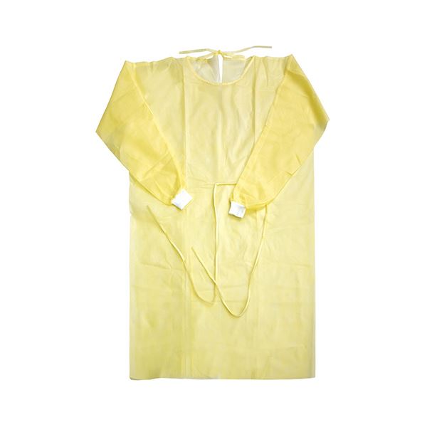（まとめ） オオサキメディカルオオサキ アイソレーションガウン ニット袖 イエロー 51055 1パック（10枚） 【×3セット】