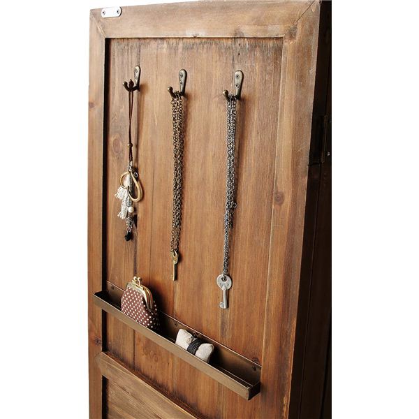 スタンドミラー 全身姿見鏡 幅45cm ブラウン 木製 3mm飛散防止ミラー ドアミラー ソーレ ベッドルーム 寝室 玄関 リビング 店舗 [3]