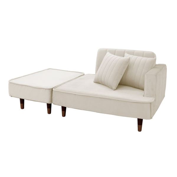 カウチ ソファー 約幅93.5cm アイボリー ポケットコイル クッション2個付き 脚付き 日本製 コンパクト..