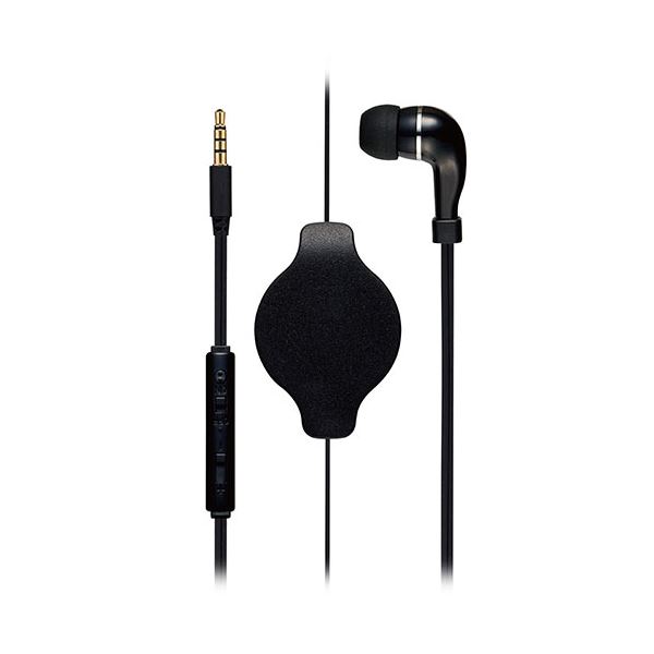 MCO 巻き取り式片耳イヤホン 4極 ブラック PHP-K01／BK