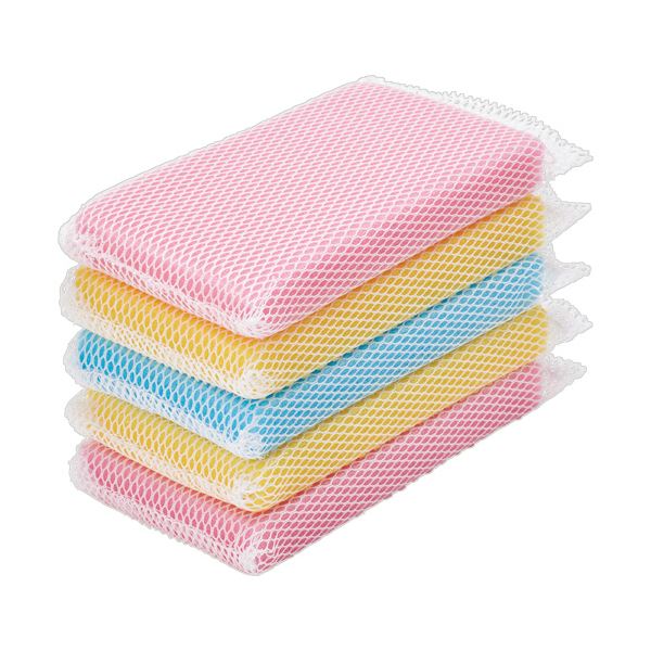 （まとめ） TANOSEEキッチンスポンジ抗菌タイプ ネット 1セット（50個：10個×5パック） 【×3セット】