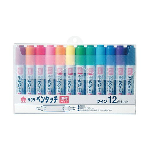 サクラクレパス油性マーカー ペンタッチツイン 12色(各色1本) PK-T12 1パック サクラクレパス油性マーカー ペンタッチツイン 12色(各色1本) PK-T12 1パック
