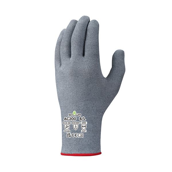 ショーワグローブ AC200 制電フォルテックスフィット手袋 L グレー AC200-L 1セット (60双) 使い捨て手袋 使いきり手袋