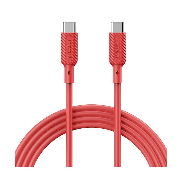 (まとめ) アドテックUSB2.0 Type-C to C ケーブル(100W出力) レッド 1m APC-V1010SCC-U2-RD 1本 【×2セット】【日時指定不可】