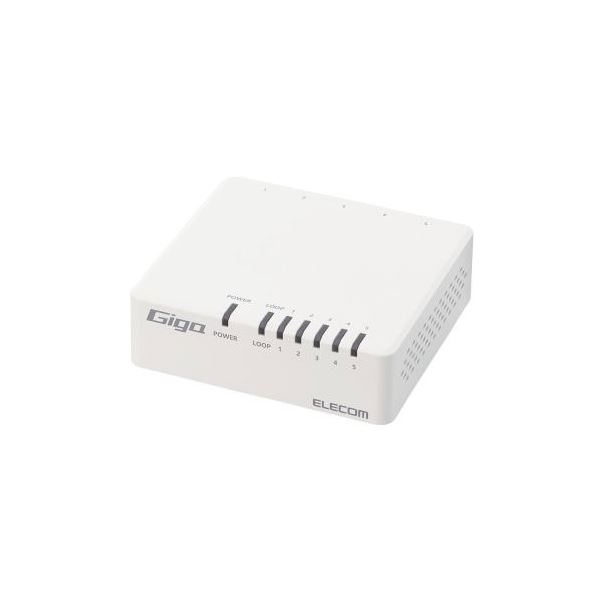 エレコム Giga対応5ポートスイッチ(プラ筐体/ACアダプター) EHC-G05PA4-W