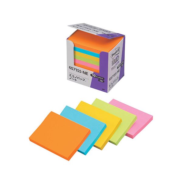 3M Post-it ポストイット エコノパック 強粘着ノート 5色混色 3M-6571SS-NE 1