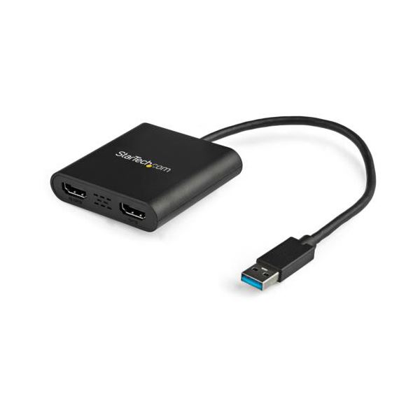 StarTech.com USB3.0接続2ポートHDMIアダプタ 4K/30Hz対応 USB A(オス)-HDMI(メス)×2ブラック USB32HD2 1個【日時指定不可】