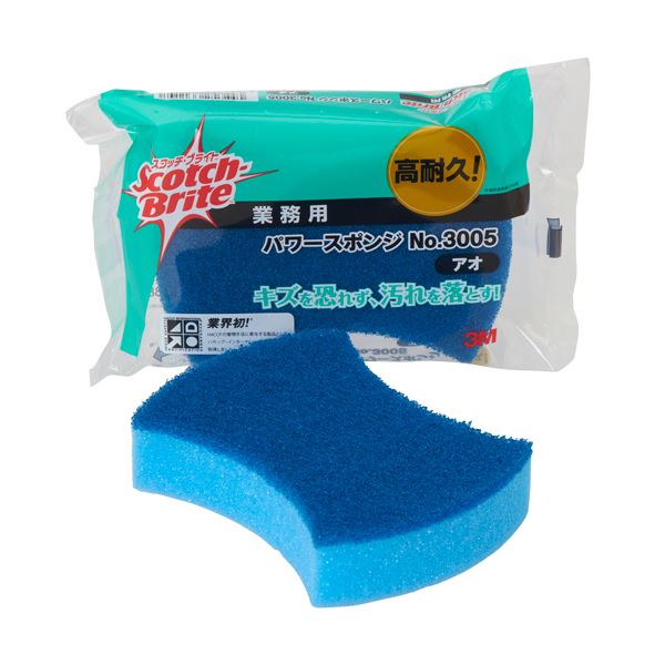 （まとめ） 3Mスコッチ・ブライト パワースポンジ No.3005 ブルー 3005 BLU 1個 【×10セット】