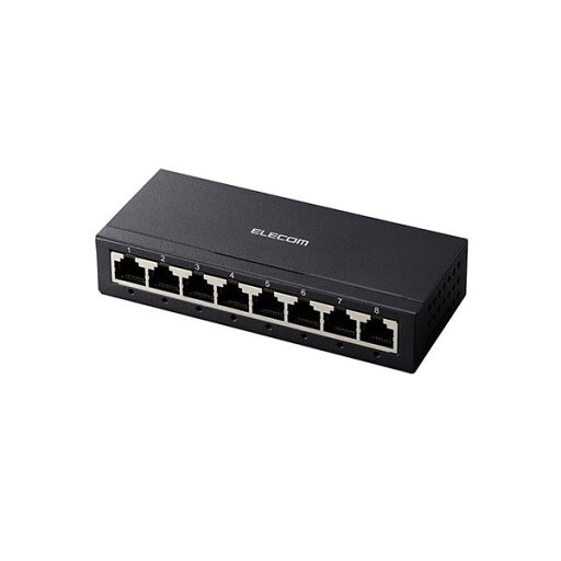 エレコム Giga対応スイッチングハブ/8ポート/金属筺体/電源外付けモデル/ブラック EHC-G08MA-B エレコム Giga対応スイッチングハブ/8ポート/金属筺体/電源外付けモデル/ブラック EHC-G08MA-B