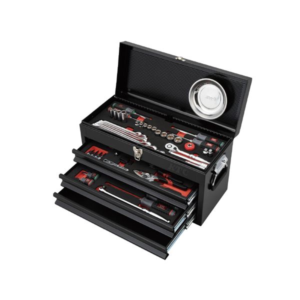 KTC 京都機械工具 66点組 9.5SQ 自動車・二輪整備用 スタンダードセット ツールチェスト ブラック 2025SKセール SK36626XBK