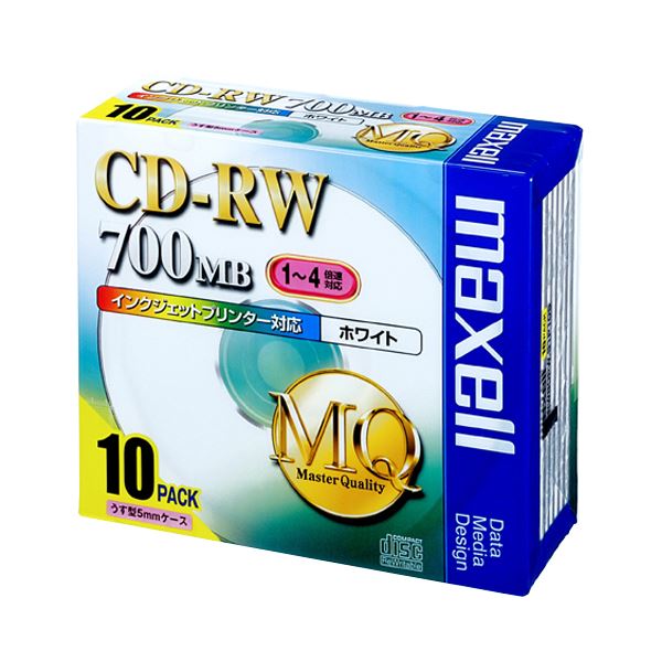 (まとめ) マクセル データ用CD-RW 700MB 4倍速 ホワイトプリンターブル 5mmスリムケース CDRW80PW.S1P10S 1パック(10枚) 【×3セット】