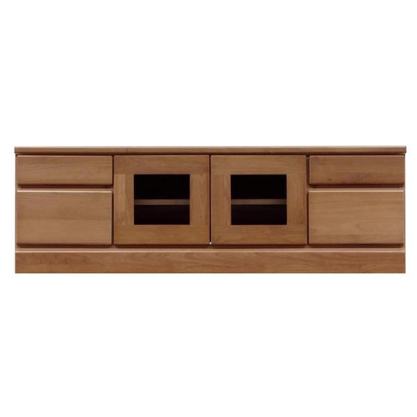 ローボード テレビ台 2段 約幅120cm ブラウン 木製 扉収納付き 日本製 リビング ダイニング 完成品 玄関渡し【代引不可】