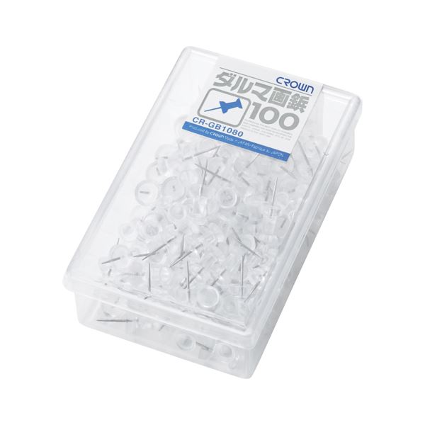 (まとめ) 画鋲 ダルマ画鋲100(徳用タイプ) CR-GB1080-T 透明 100本入 【×10セット】