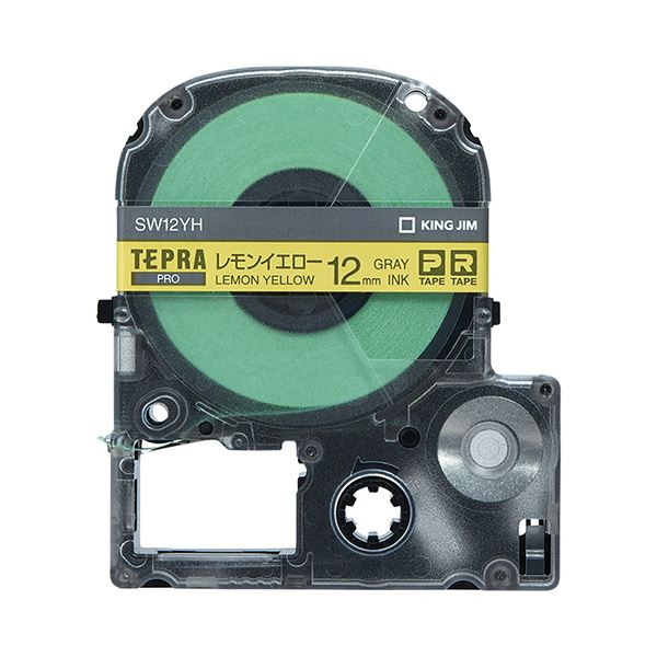 (まとめ) キングジム テプラ PRO テープカートリッジ ソフト 12mm レモンイエロー/グレー文字 SW12YH 1個 【×5セット】