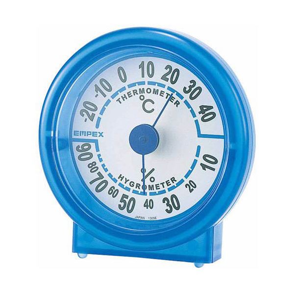 (まとめ)EMPEX 温度・湿度計 シュクレ温度・湿度計 TM-5526 クリアブルー【×5セット】