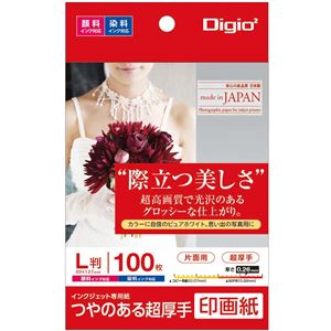 (まとめ) Digio2 インクジェットプリンタ用紙 印画紙タイプ L/100枚 JPSK2-L-100【×5セット】