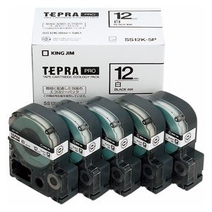 キングジム テプラPROテープエコパック 12mm 白ラベル 5個入 SS12K-5P キングジム テプラPROテープエコパック 12mm 白ラベル 5個入 SS12K-5P