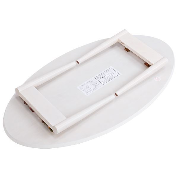 折れ脚テーブル(ローテーブル/折りたたみテーブル) 楕円形 幅90cm×奥行50cm×高さ33.5cm 木製 ホワイトウォッシュ【代引不可】 [2]