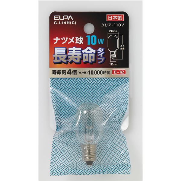 （まとめ） ELPA 長寿命ナツメ球 電球 10W E12 クリア G-L14H（C） 【×20セット】