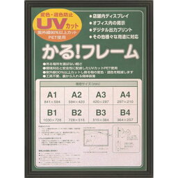 多目的 フレーム/額縁 【A4 ブラック】 表面カバー：UVカット機能付きPET 『かる！フレーム』