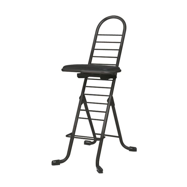 シンプル 折りたたみ椅子 【ブラック×ブラック】 幅420mm 日本製 スチールパイプ 【代引不可】