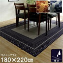 ダイニングラグ 撥水 長方形 シンプル キズ防止 ネイビー 約180×220cm【代引不可】【日時指定不可】(3)