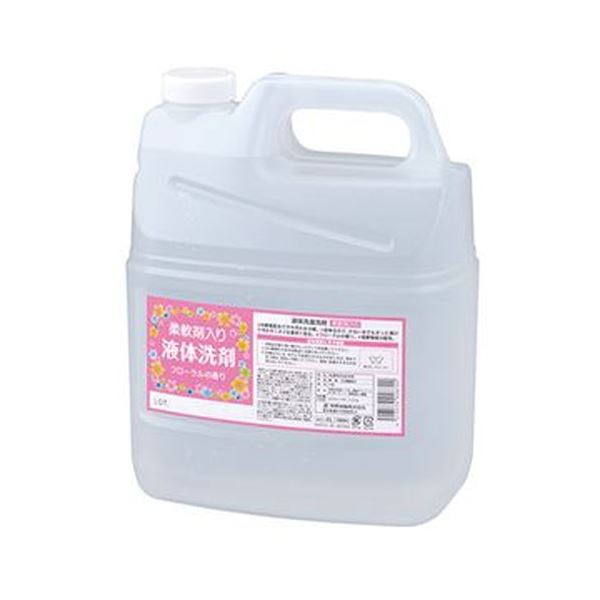 （まとめ）熊野油脂 柔軟剤入り 液体洗剤 4L 1本【×10セット】