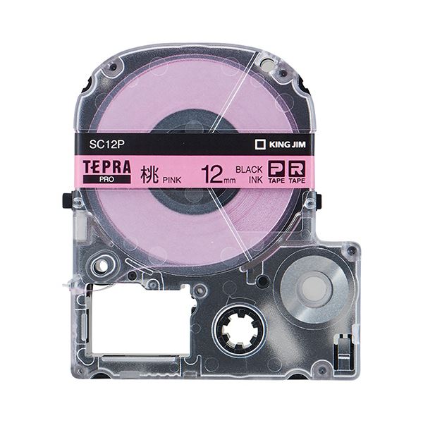 (まとめ) キングジム テプラ PRO テープカートリッジ パステル 12mm ピンク/黒文字 SC12P 1個 【×10セット】