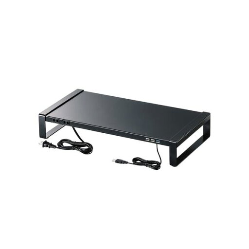 サンワサプライ 電源タップ+USBハブ付き机上ラック(W500) ブラック MR-LC204BKN サンワサプライ 電源タップ+USBハブ付き机上ラック(W500) ブラック MR-LC204BKN