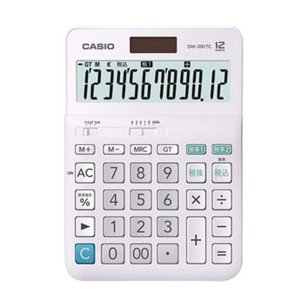 （まとめ）カシオ W税率電卓 12桁 デスクタイプDW-200TC-N 1台【×5セット】