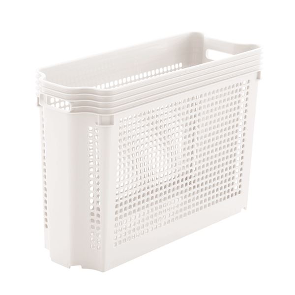 収納ケース 収納かご スリム 深型 幅19×奥行49.4×高さ34.3cm ホワイト スタッキング スタックカーゴ リビング キッチン(3)