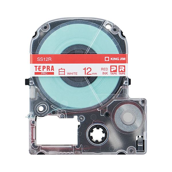 (まとめ) キングジム テプラ PRO テープカートリッジ 12mm 白／赤文字 SS12R 1個 【×10セット】