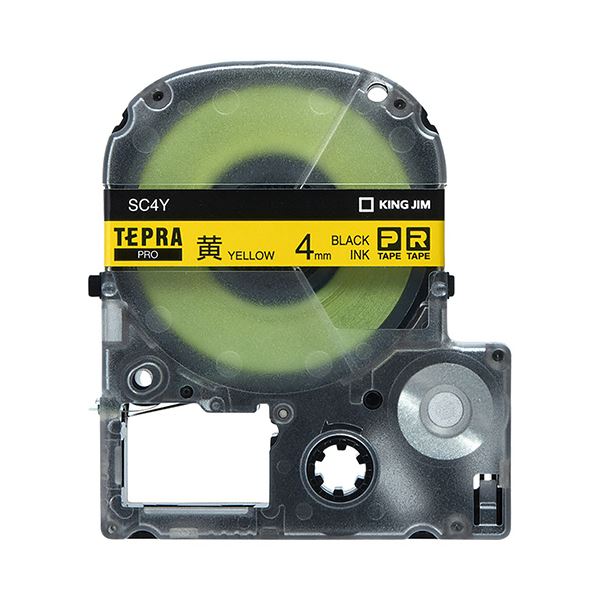 (まとめ) キングジム テプラ PRO テープカートリッジ パステル 4mm 黄／黒文字 SC4Y 1個 【×10セット】