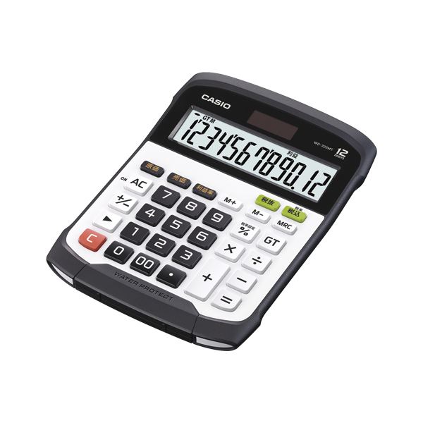 ■商品内容原価・売価・利益率の計算も便利。●洗えるキーパッドを採用。●防沫・防じん仕様。■商品スペック●重量g：255●メモリー：2●マルチ％●定数計算●概数計算●桁下げ●＋／‐●キーロールオーバー●3桁位取●オートパワーオフ●電源：太陽電池＋CR2032■送料・配送についての注意事項●本商品の出荷目安は【1 - 4営業日　※土日・祝除く】となります。●お取り寄せ商品のため、稀にご注文入れ違い等により欠品・遅延となる場合がございます。●本商品は仕入元より配送となるため、沖縄・離島への配送はできません。[ WD-320MT-N ]