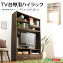 壁面収納 テレビ台用ハイラック 【ウォールナット】 幅約125cm 引き出し2杯付き 可動式棚板付き 抗菌 防臭【代引不可】