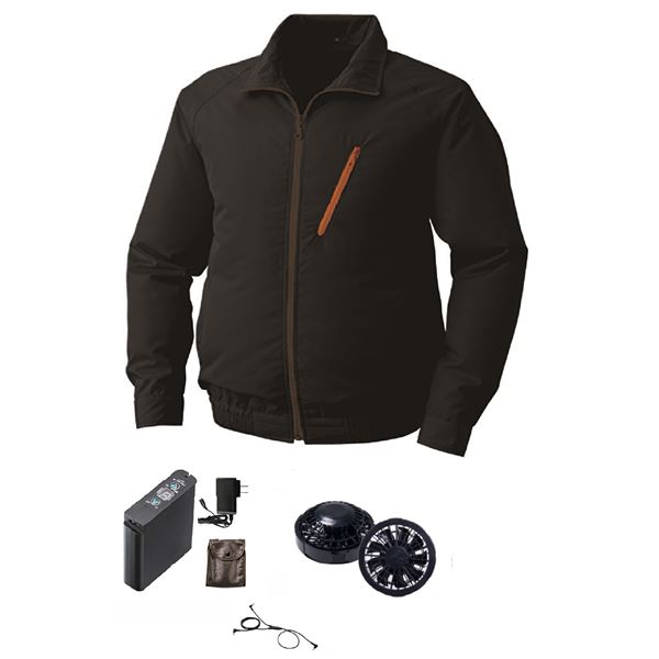 KU90510 空調服 R ポリエステル製長袖ブルゾン FAN2200B・RD9261・LIPRO2セット ブラック L【日時指定不可】