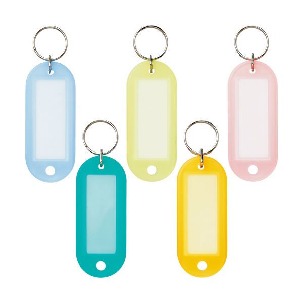 (まとめ) TANOSEE キーホルダー名札アソート 5色 1パック（10個） 【×50セット】