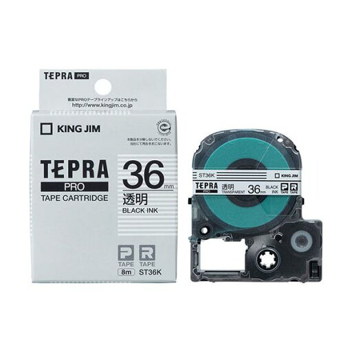 キングジム(KING JIM) テプラPROテープ透明ラベル 36mm 黒文字 ST36K キングジム(KING JIM) テプラPROテープ透明ラベル 36mm 黒文字 ST36K