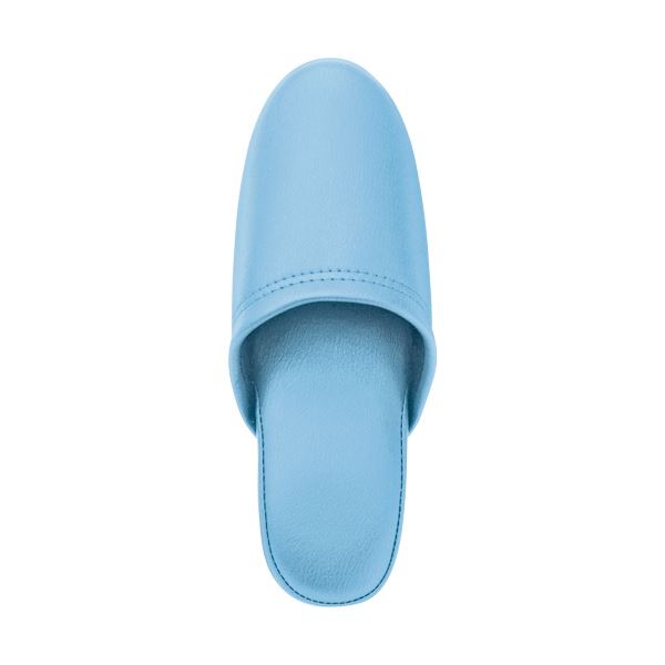 (まとめ) オーミケンシ 抗菌ビニールレザー調スリッパ ブルー 1足 【×10セット】