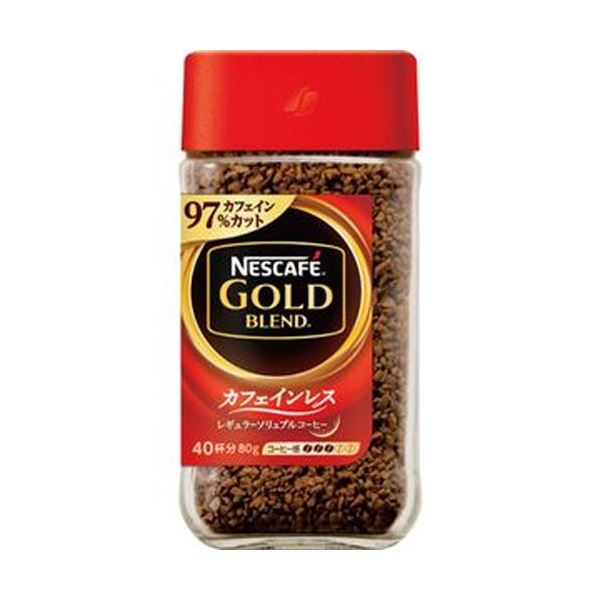 ネスカフェ ゴールドブレンド カフェインレス　コーヒー （まとめ）ネスレ ネスカフェ ゴールドブレンドカフェインレス 80g 瓶 1本【×10セット】【代引不可】