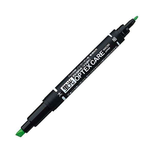 (まとめ) ゼブラ 蛍光オプテックスケア 緑WKCR1-G 1セット（10本） 【×10セット】
