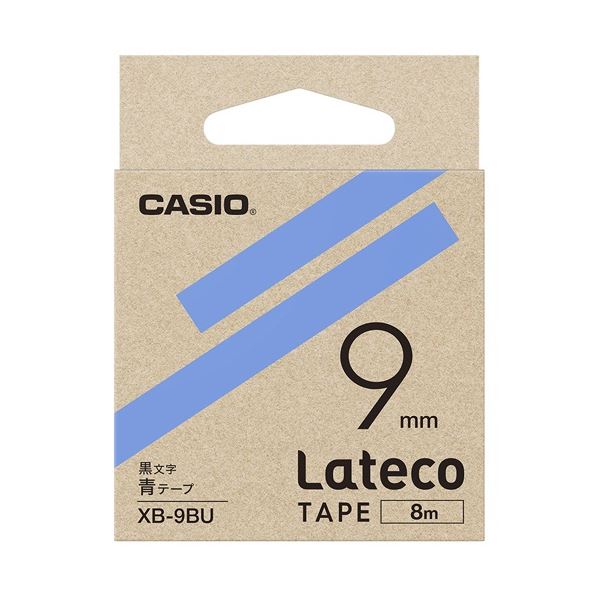 (まとめ)カシオ計算機 ラテコ専用テープXB-9BU 青に黒文字(×10セット)