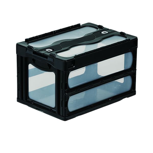 三甲 マドコン C-50B ブラック マド付き 折りたたみコンテナー 折りたたみ コンテナ 収納 容器 オリコン