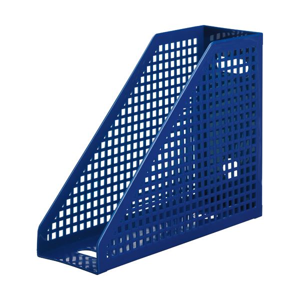 （まとめ）TANOSEE メッシュボックスA4タテ 背幅103mm 青 1セット(10個) 【×2セット】(3)