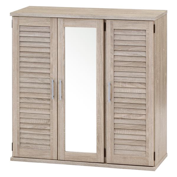 シューズラック 下駄箱 約幅90cm ホワイトオーク ルーバー＆ミラー付き 扉付き 通気性 玄関 エントランス 入口 組立品【代引不可】【日時指定不可】