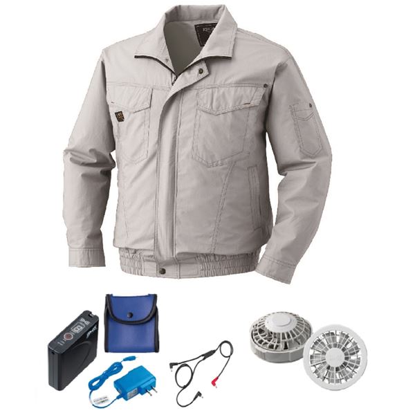 KU91400 空調服 R 綿薄手 タチエリ FAN2200G・RD9261・LISUPER1セット シルバー L【日時指定不可】