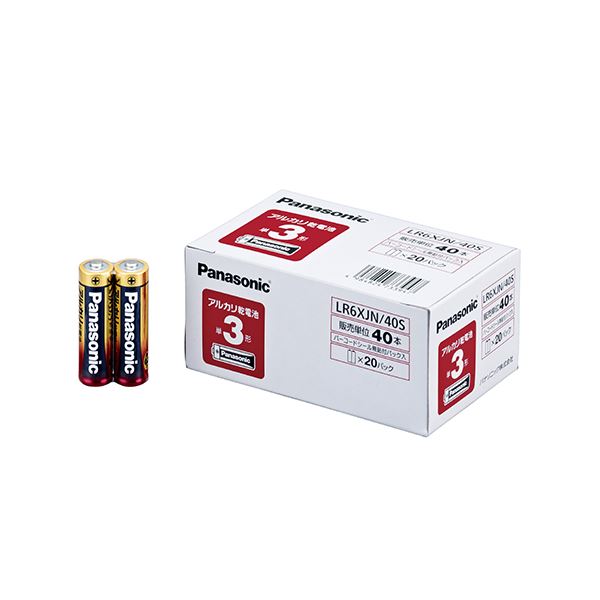 (まとめ)パナソニック アルカリ乾電池 単3形 LR6XJN/40S 1箱(40本) 【×3セット】