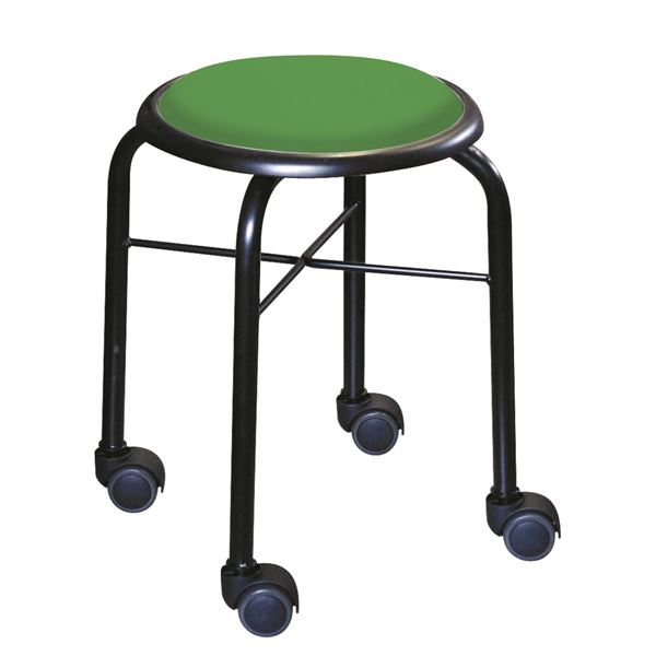 スタッキングチェア/丸椅子 【同色4脚セット グリーン×ブラック】 幅32cm 日本製 スチールパイプ 【代引不可】