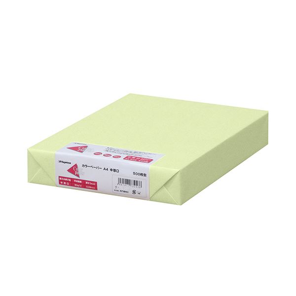 (まとめ) 長門屋商店 Color Paper A4中厚口 若草 ナ-3256 1冊(500枚) 【×5セット】